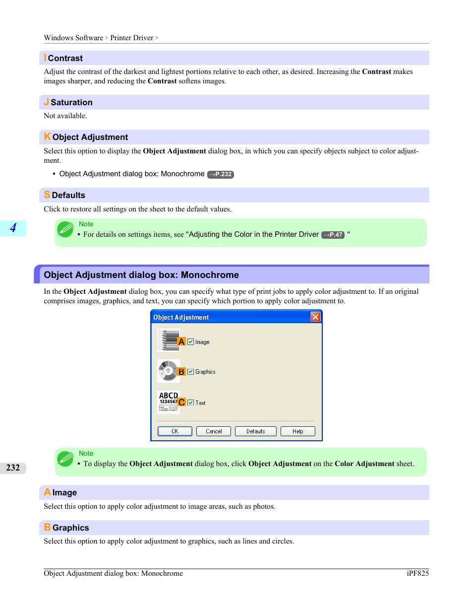 Object adjustment dialog box: monochrome | Canon imagePROGRAF iPF825 User Manual | Page 248 / 956
