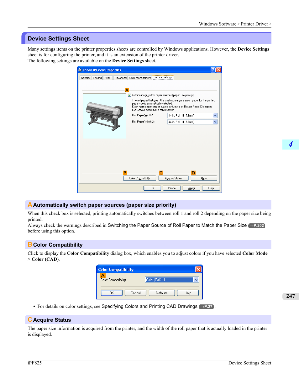 Device settings sheet, P.247 | Canon imagePROGRAF iPF825 User Manual | Page 263 / 956