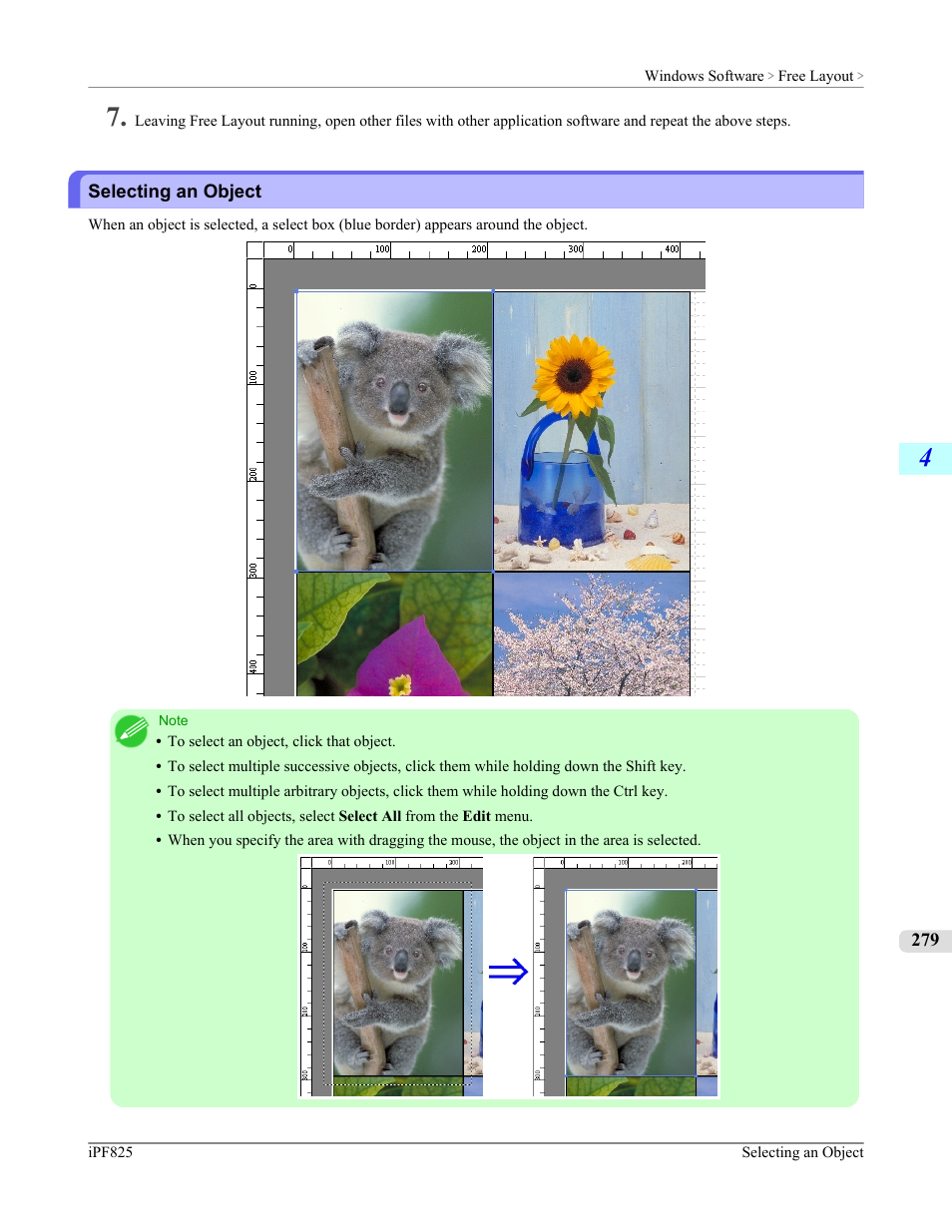 Selecting an object | Canon imagePROGRAF iPF825 User Manual | Page 295 / 956