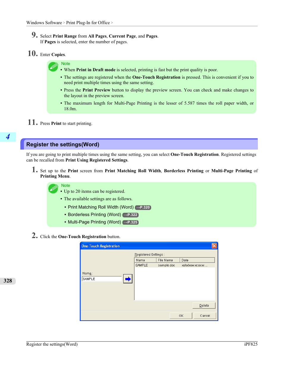 Register the settings(word) | Canon imagePROGRAF iPF825 User Manual | Page 344 / 956
