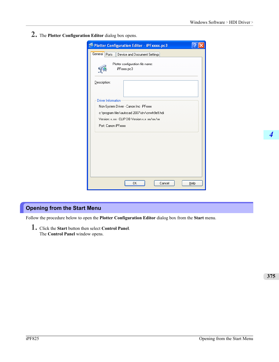 Opening from the start menu, P.375 | Canon imagePROGRAF iPF825 User Manual | Page 391 / 956