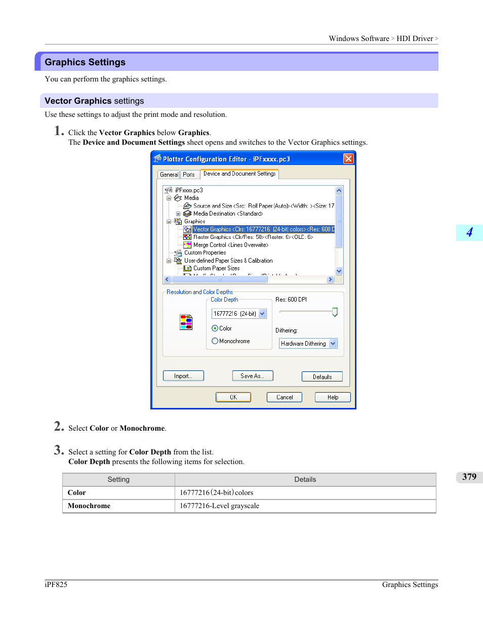Graphics settings, P.379 | Canon imagePROGRAF iPF825 User Manual | Page 395 / 956