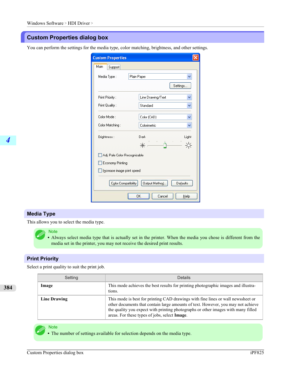 Custom properties dialog box, P.384 | Canon imagePROGRAF iPF825 User Manual | Page 400 / 956