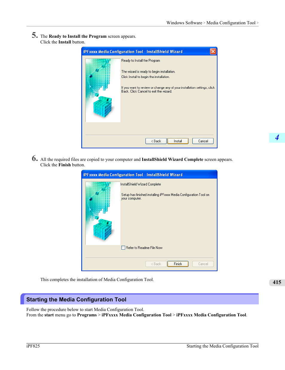 Starting the media configuration tool | Canon imagePROGRAF iPF825 User Manual | Page 431 / 956