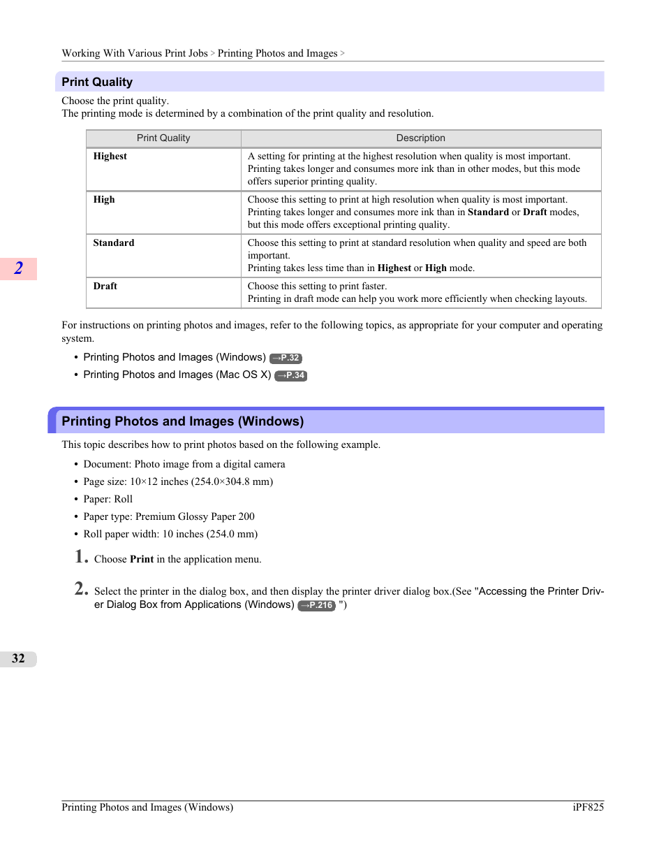 Printing photos and images (windows) | Canon imagePROGRAF iPF825 User Manual | Page 48 / 956