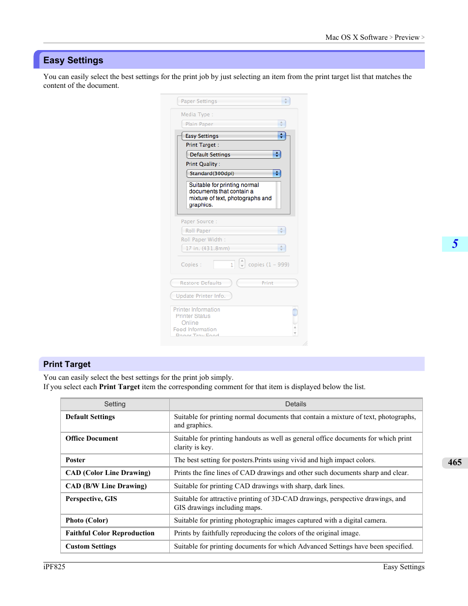 Easy settings, P.465 | Canon imagePROGRAF iPF825 User Manual | Page 481 / 956