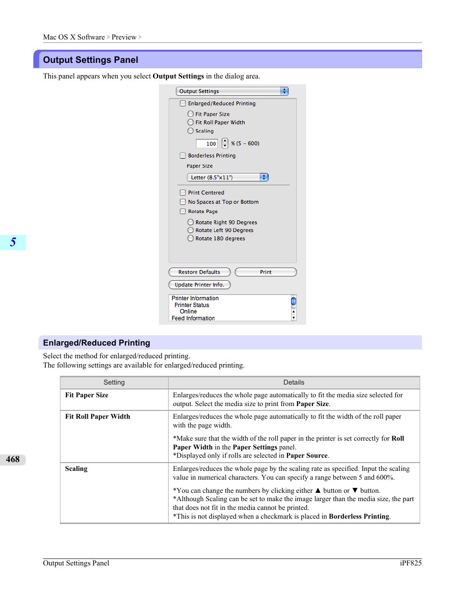 Output settings panel | Canon imagePROGRAF iPF825 User Manual | Page 484 / 956
