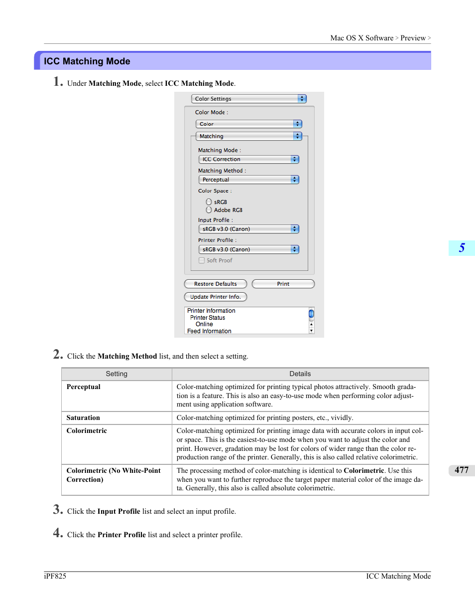 Icc matching mode, P.477 | Canon imagePROGRAF iPF825 User Manual | Page 493 / 956