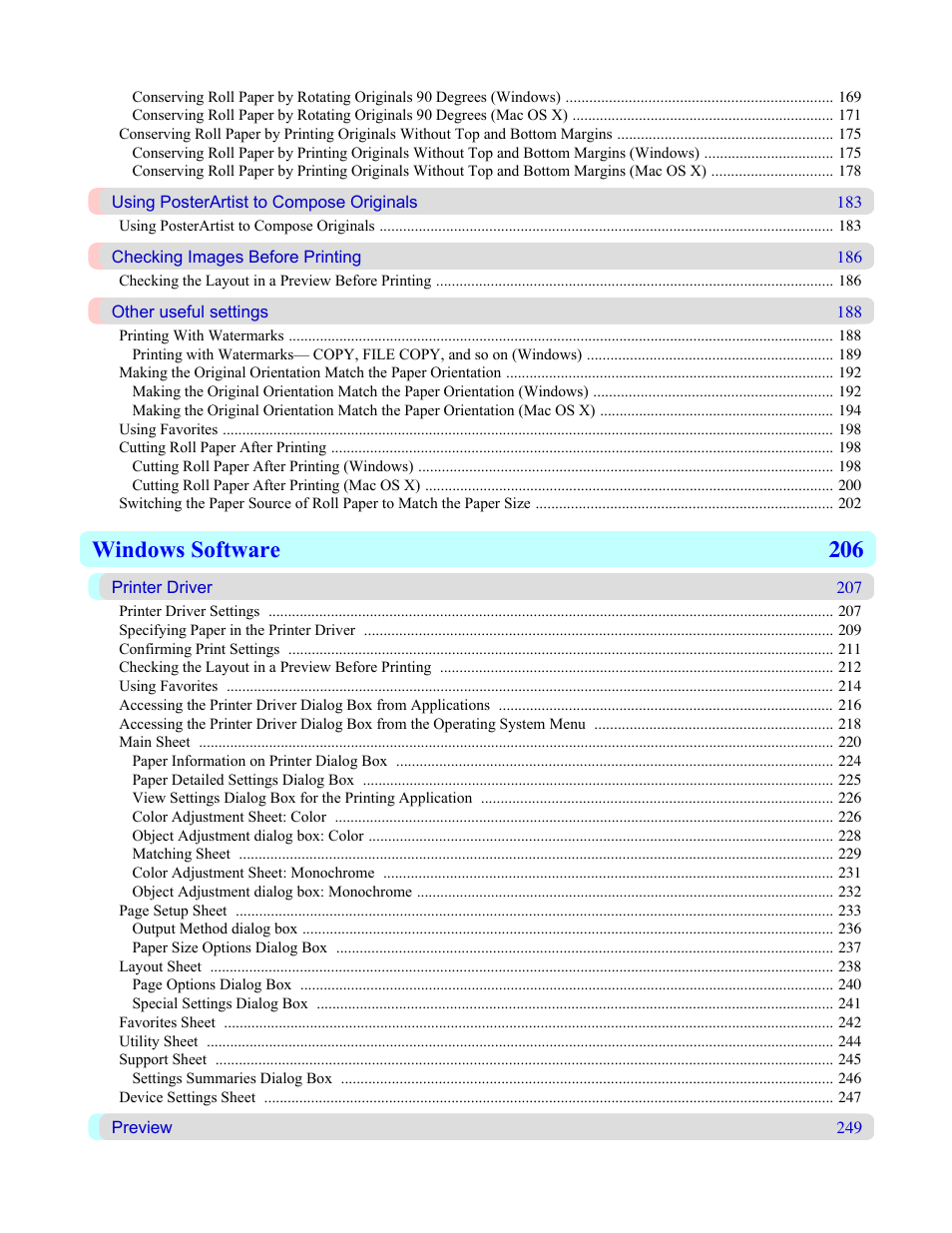 Windows software 206 | Canon imagePROGRAF iPF825 User Manual | Page 5 / 956
