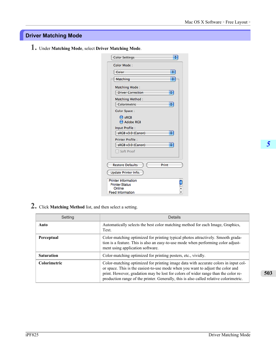 Driver matching mode, P.503 | Canon imagePROGRAF iPF825 User Manual | Page 519 / 956