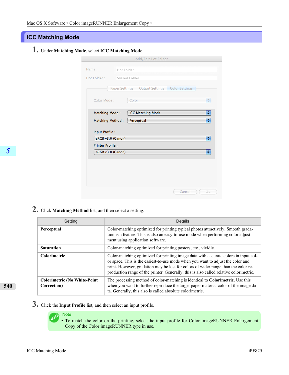 Icc matching mode, P.540 | Canon imagePROGRAF iPF825 User Manual | Page 556 / 956