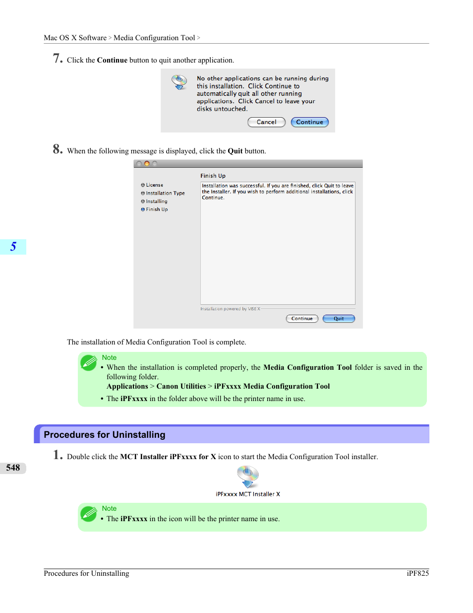 Procedures for uninstalling | Canon imagePROGRAF iPF825 User Manual | Page 564 / 956