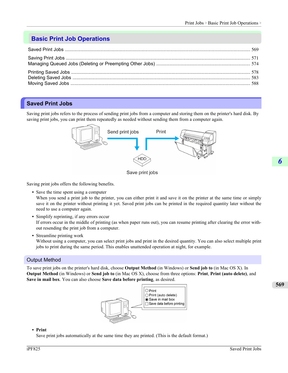 Basic print job operations, Saved print jobs | Canon imagePROGRAF iPF825 User Manual | Page 585 / 956