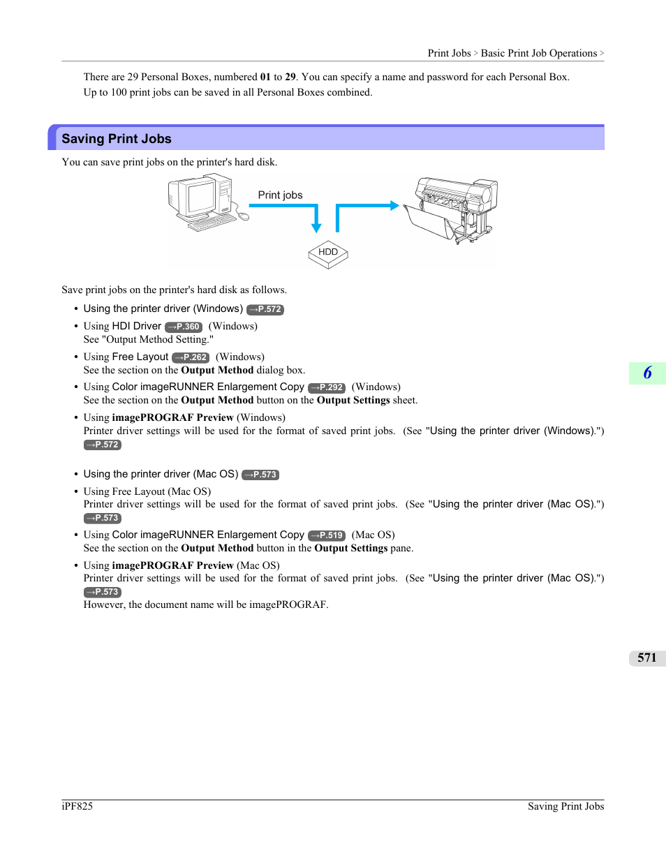 Saving print jobs | Canon imagePROGRAF iPF825 User Manual | Page 587 / 956
