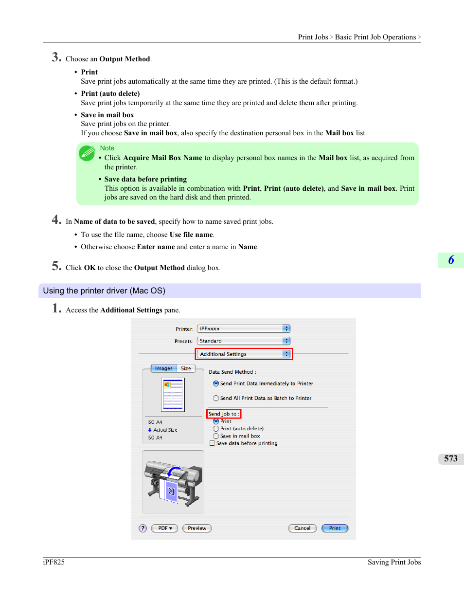 Using the printer driver (mac os), P.573, See "using the printer driver (mac os).") | Canon imagePROGRAF iPF825 User Manual | Page 589 / 956