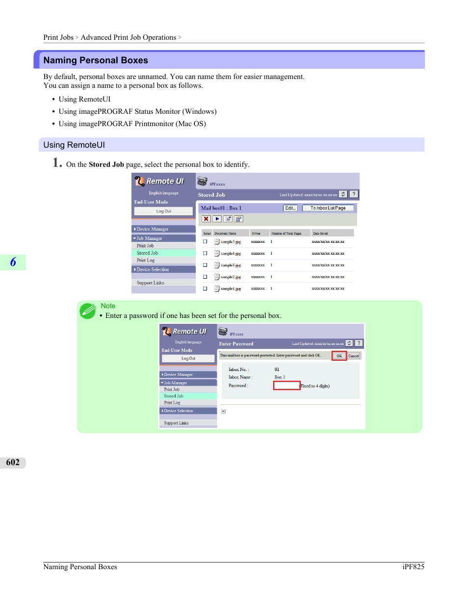 Naming personal boxes | Canon imagePROGRAF iPF825 User Manual | Page 618 / 956