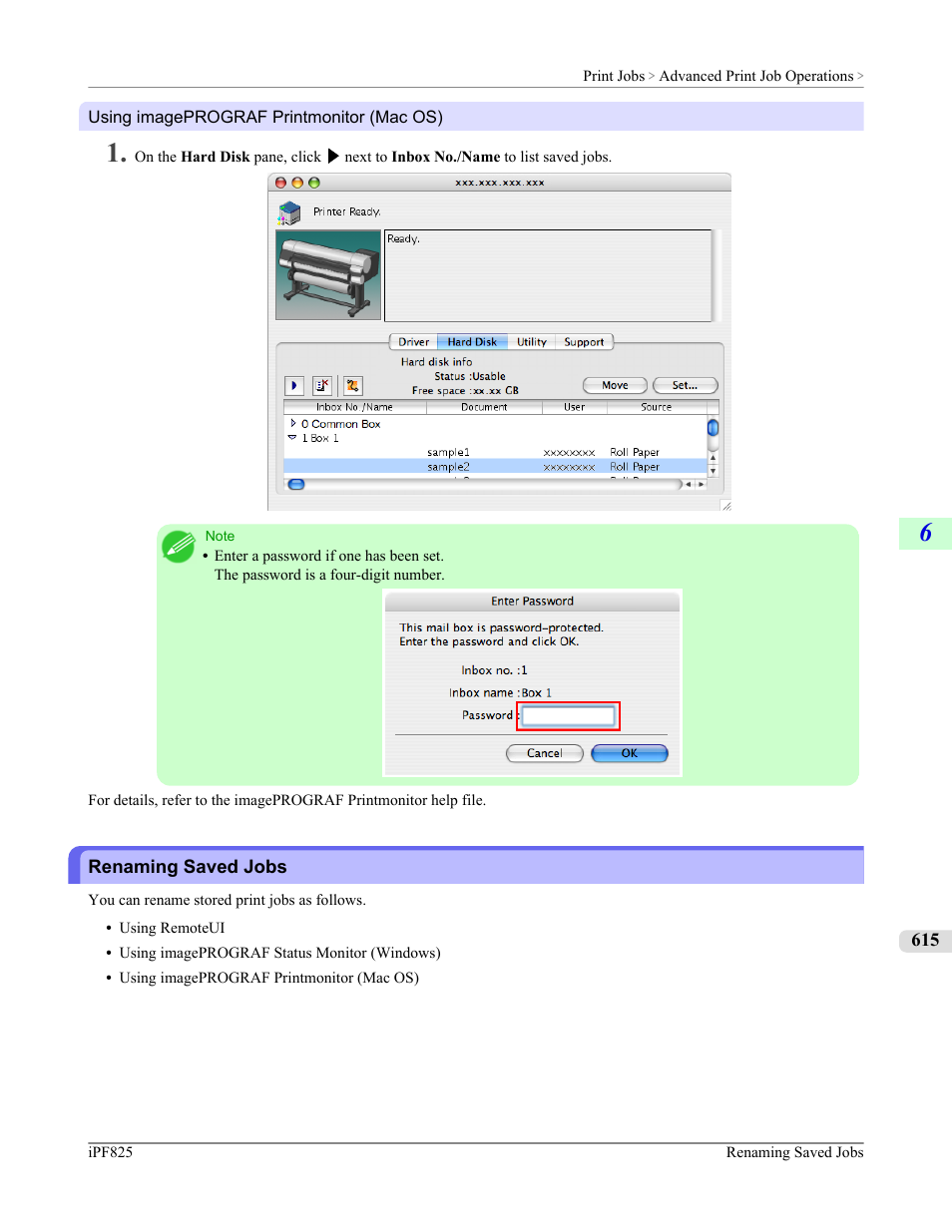 Renaming saved jobs | Canon imagePROGRAF iPF825 User Manual | Page 631 / 956