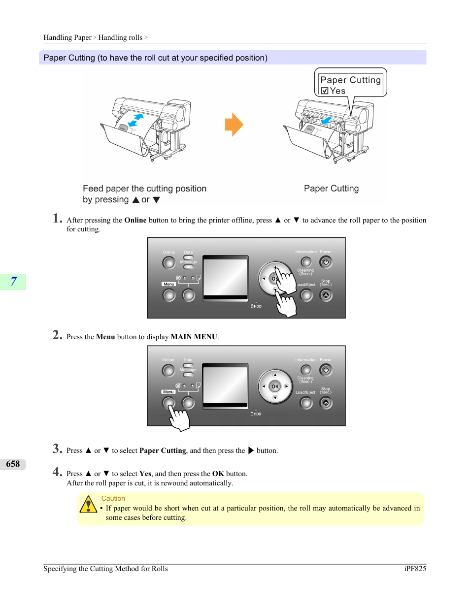 Paper cut- ting, P.658 | Canon imagePROGRAF iPF825 User Manual | Page 674 / 956