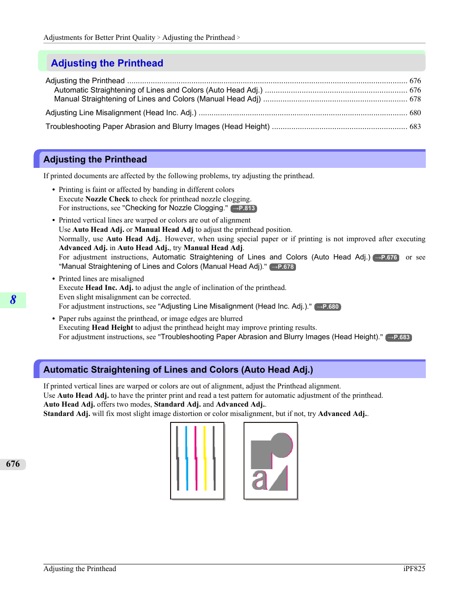 Adjusting the printhead | Canon imagePROGRAF iPF825 User Manual | Page 692 / 956