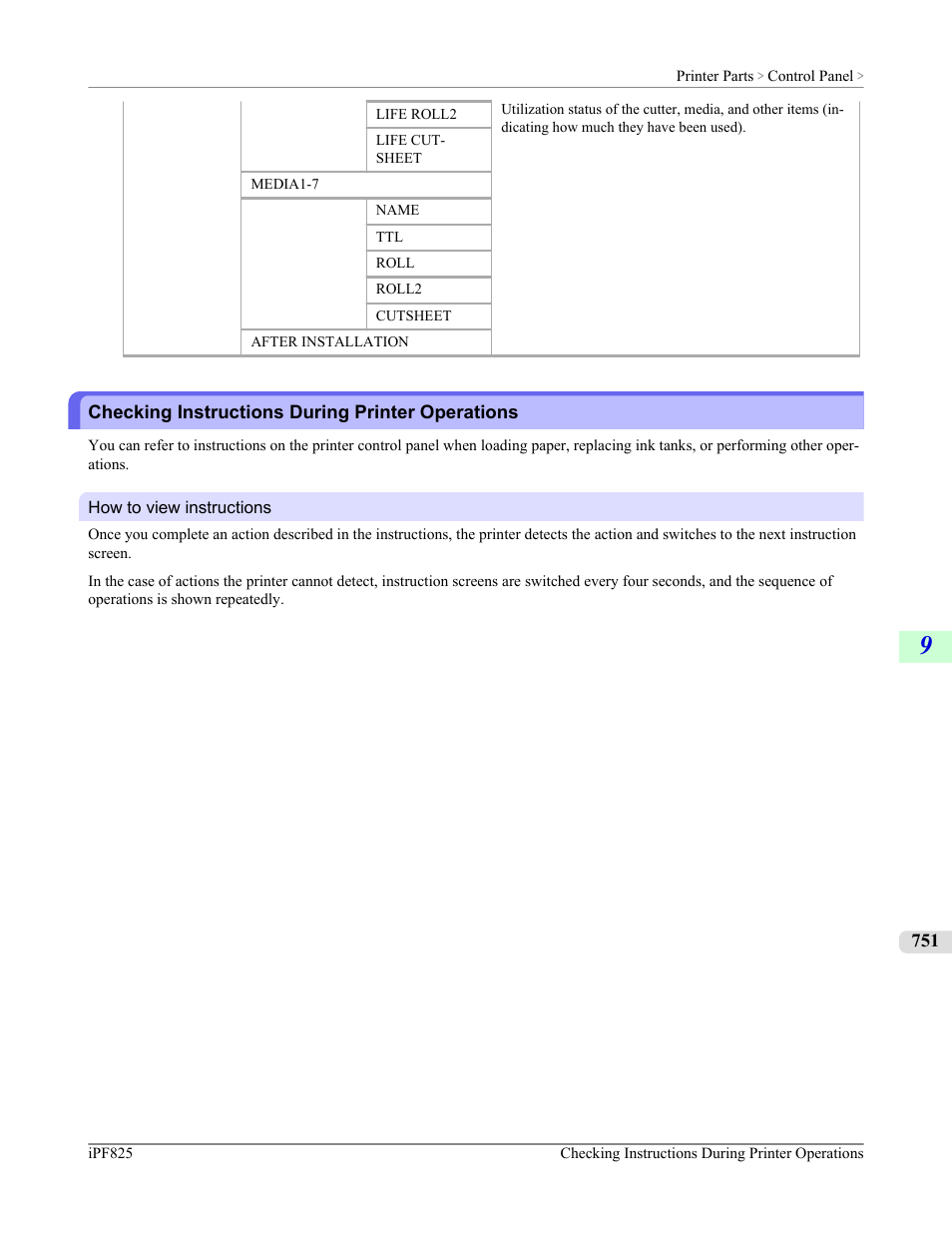 Checking instructions during printer operations, P.751 | Canon imagePROGRAF iPF825 User Manual | Page 767 / 956