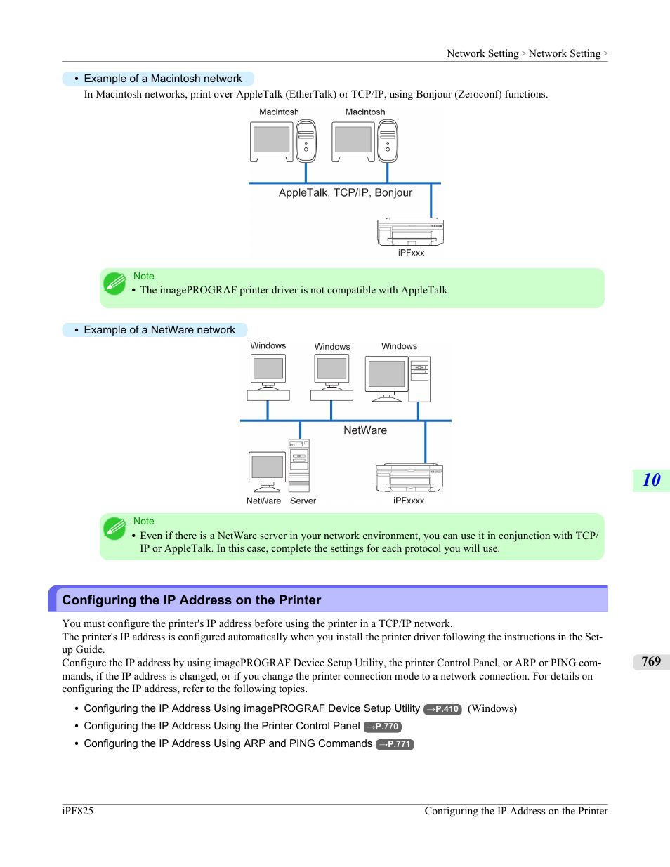 Configuring the ip address on the printer | Canon imagePROGRAF iPF825 User Manual | Page 785 / 956