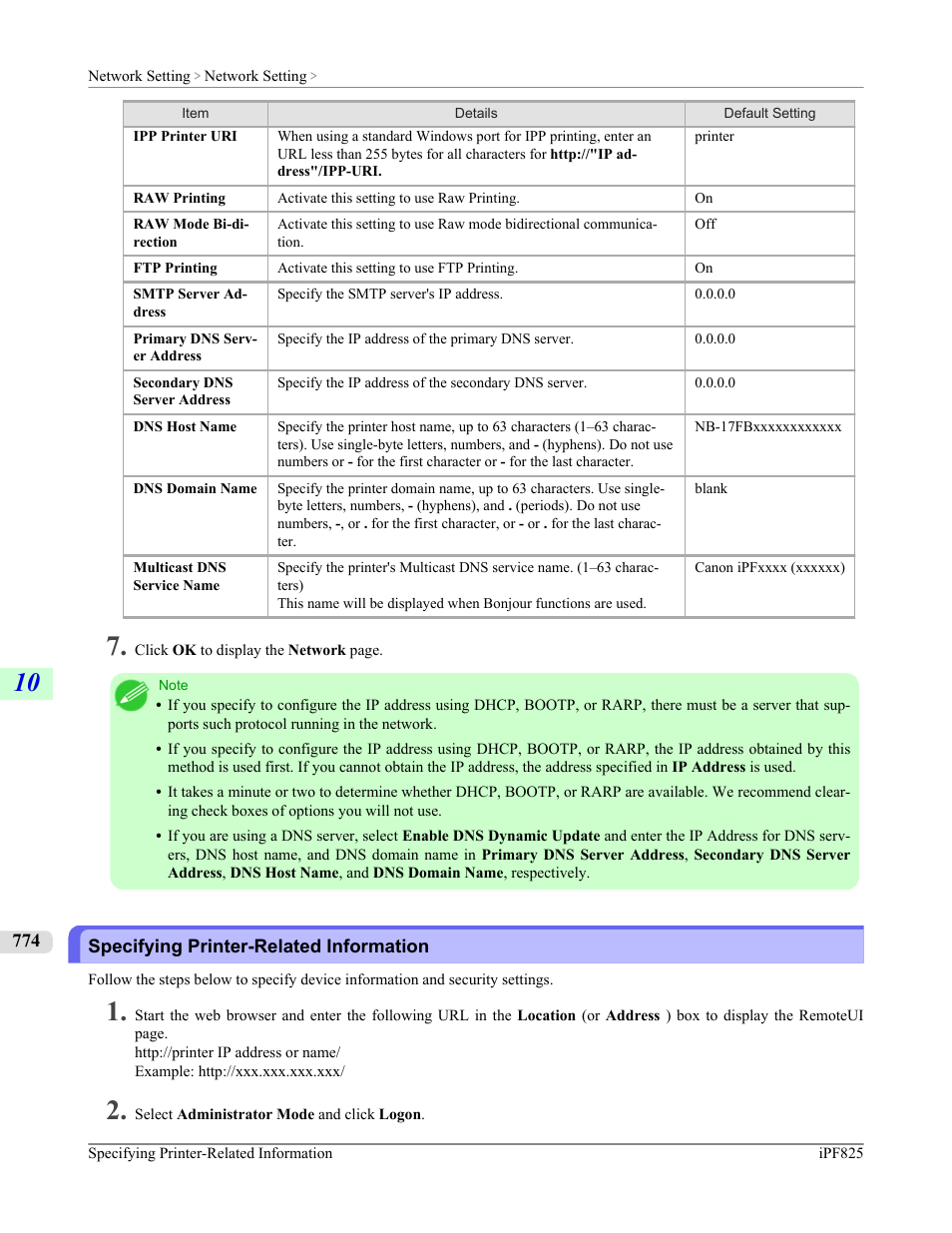 Specifying printer-related information, P.774 | Canon imagePROGRAF iPF825 User Manual | Page 790 / 956