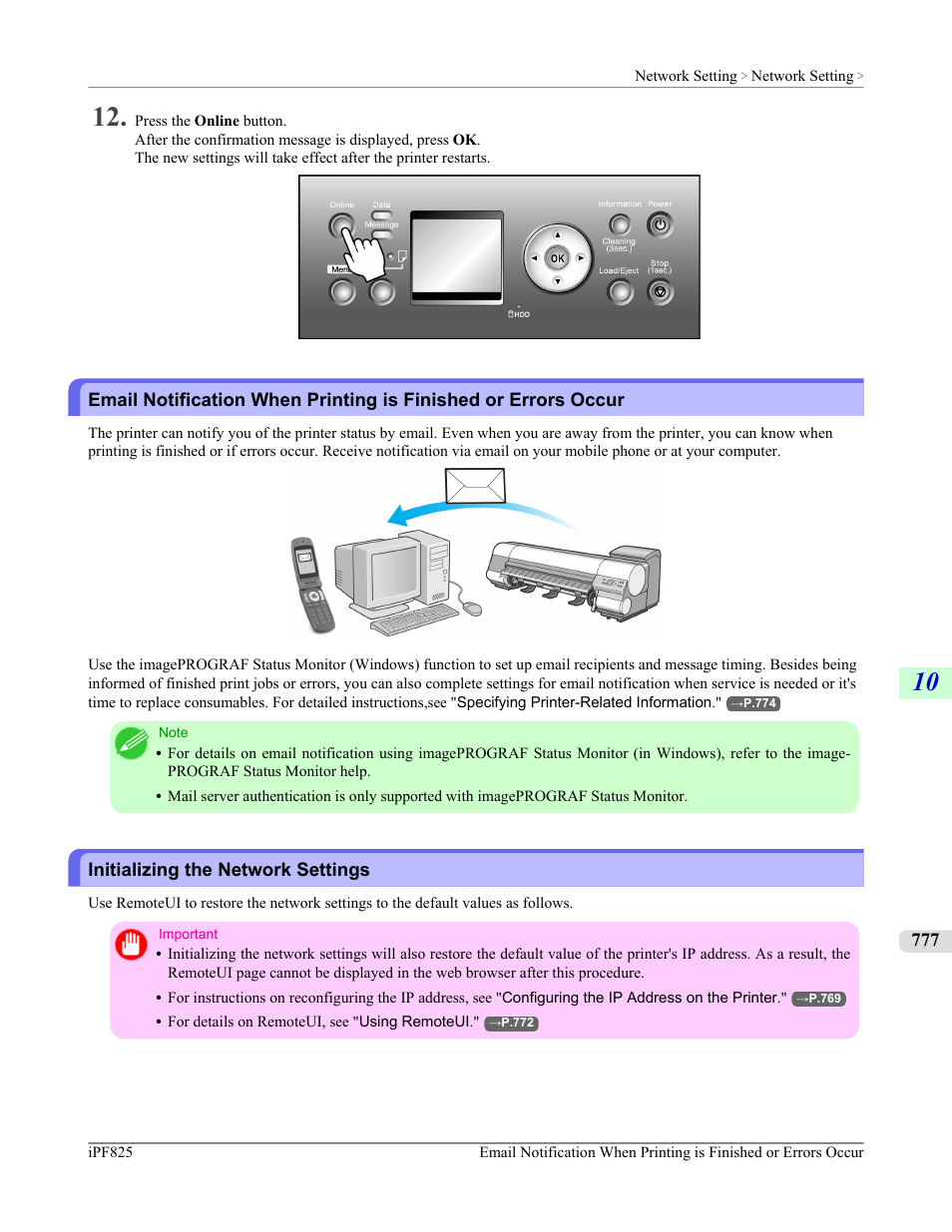 Initializing the network settings | Canon imagePROGRAF iPF825 User Manual | Page 793 / 956