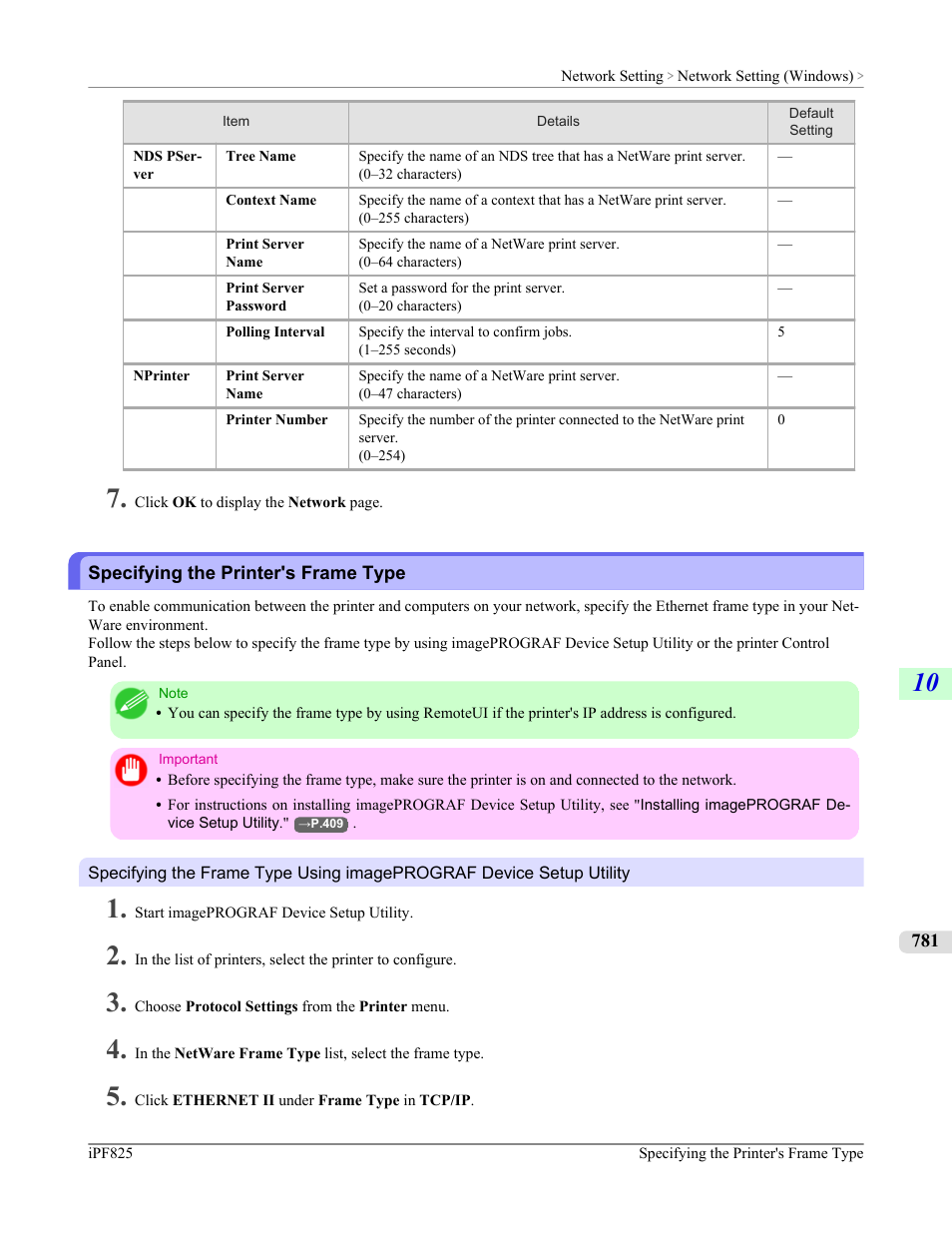 Specifying the printer's frame type | Canon imagePROGRAF iPF825 User Manual | Page 797 / 956