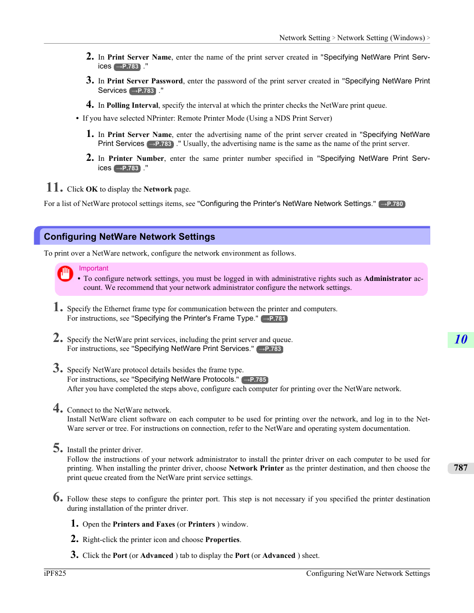Configuring netware network settings | Canon imagePROGRAF iPF825 User Manual | Page 803 / 956
