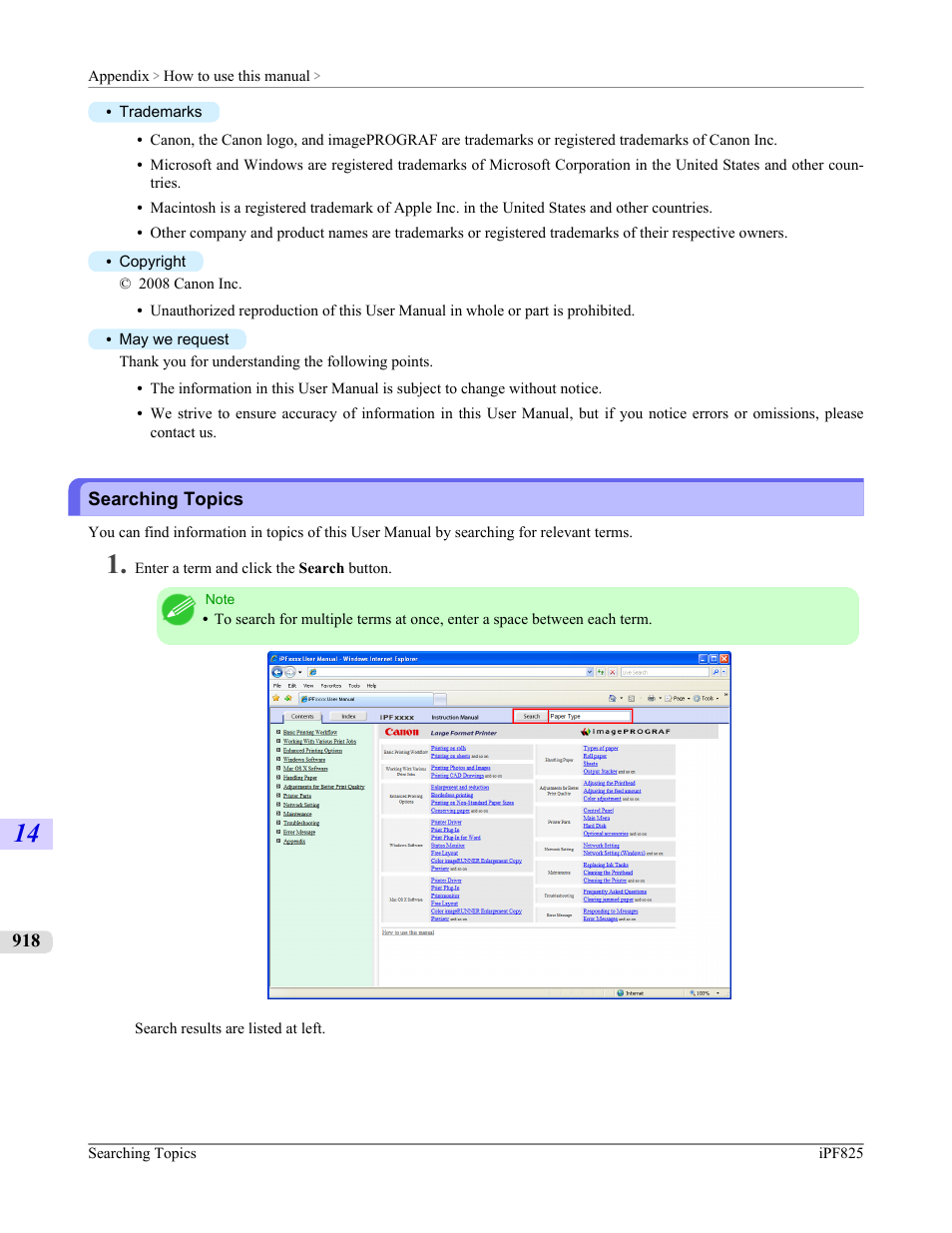Searching topics | Canon imagePROGRAF iPF825 User Manual | Page 934 / 956