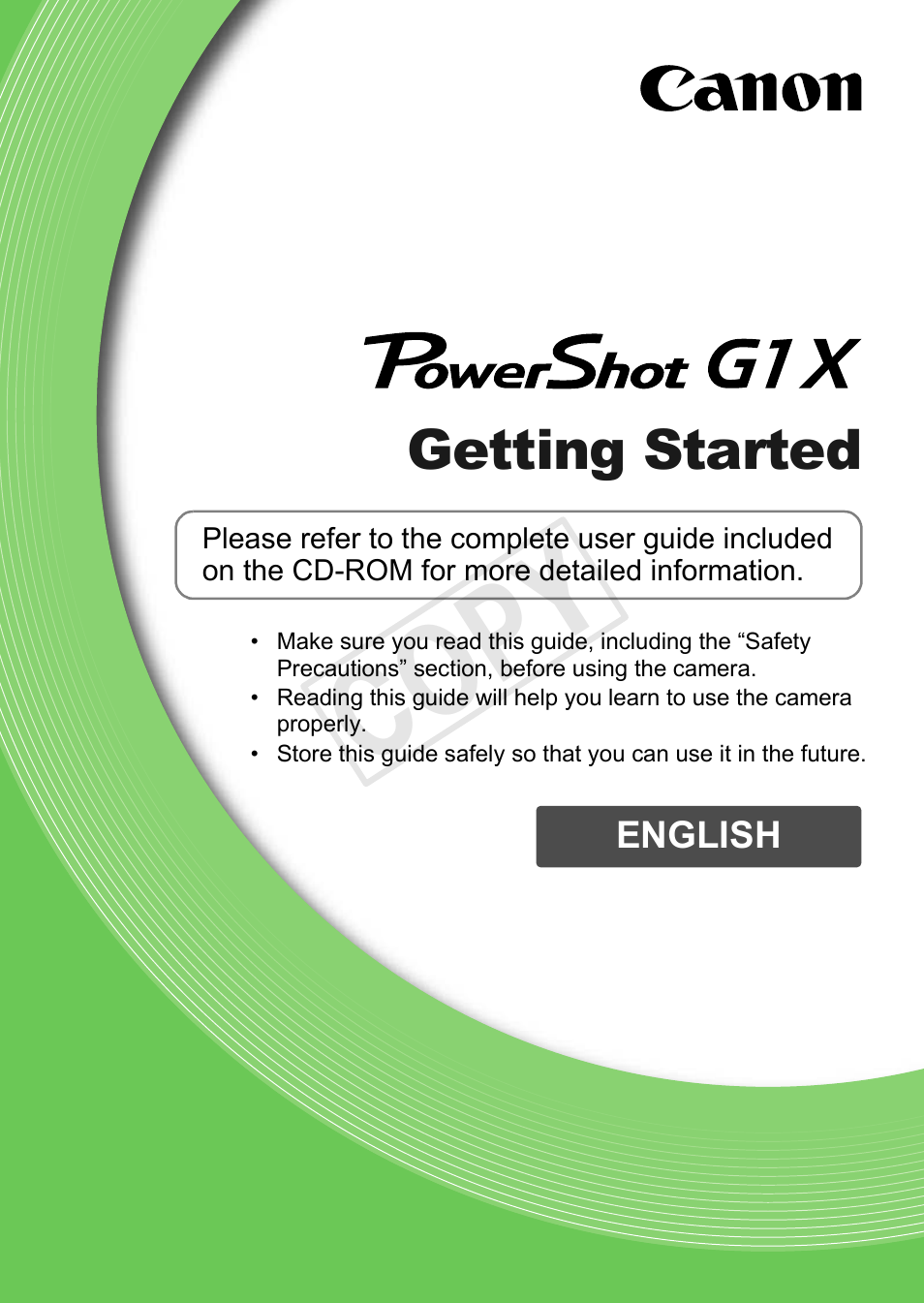 Canon PowerShot G1 X User Manual | 36 pages