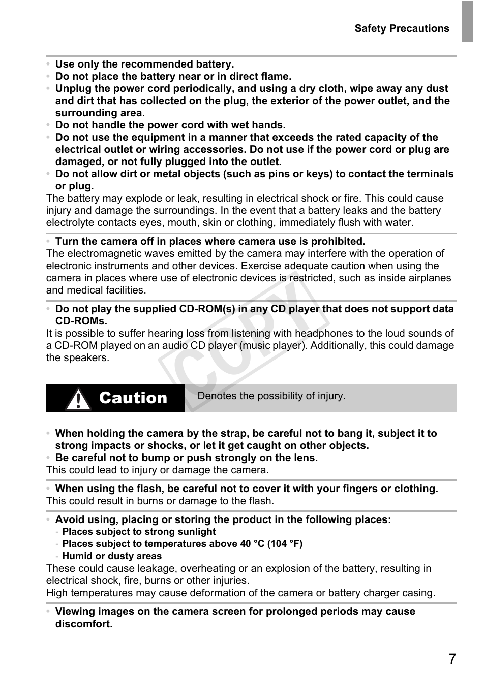 Cop y, Caution | Canon PowerShot G1 X User Manual | Page 7 / 36