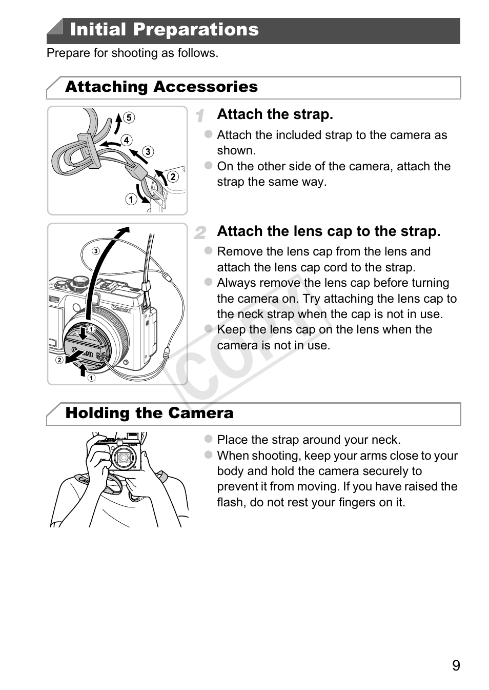 Initial preparations, Cop y | Canon PowerShot G1 X User Manual | Page 9 / 36