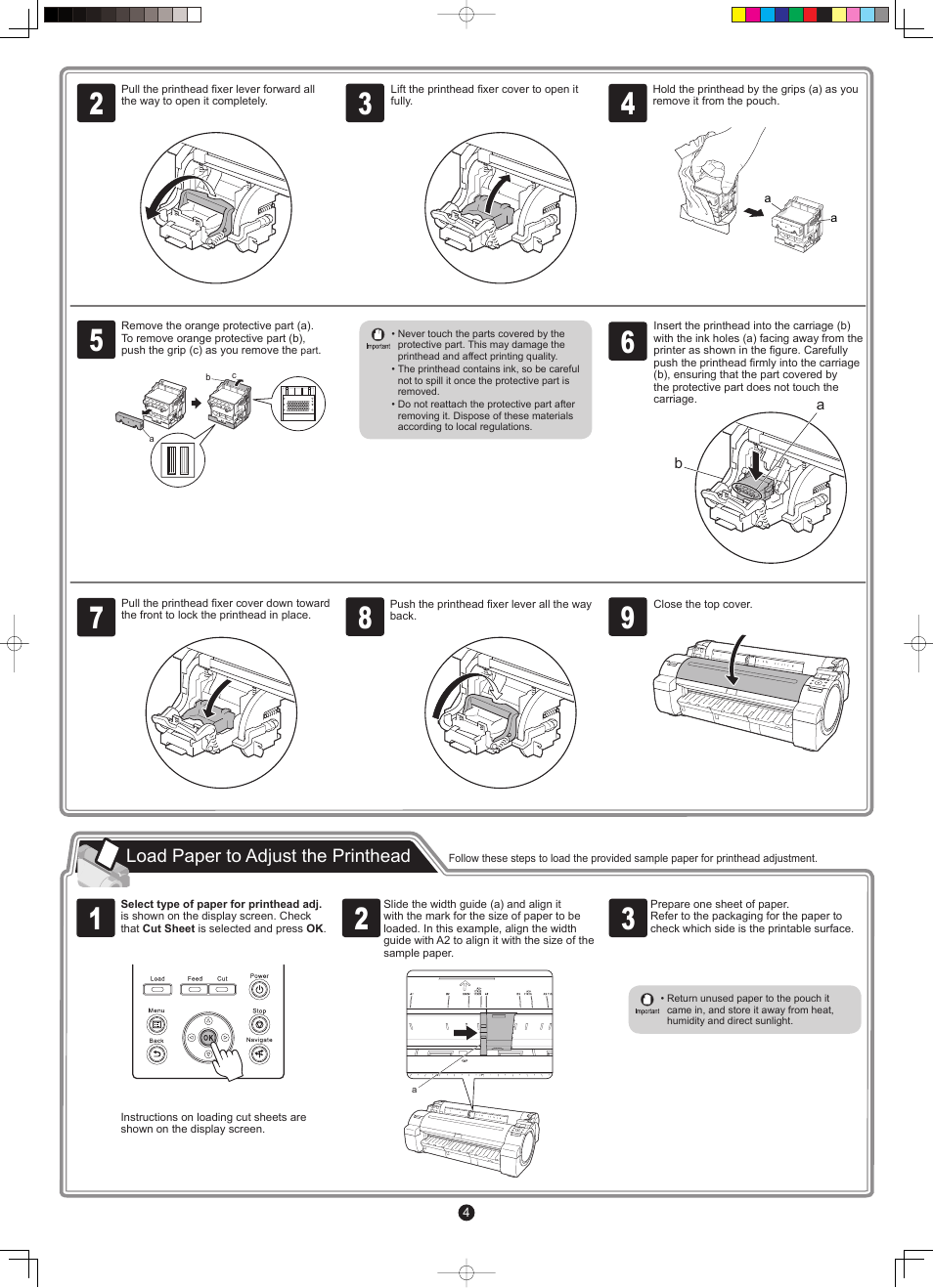 Load paper to adjust the printhead | Canon imagePROGRAF iPF765 User Manual | Page 4 / 12