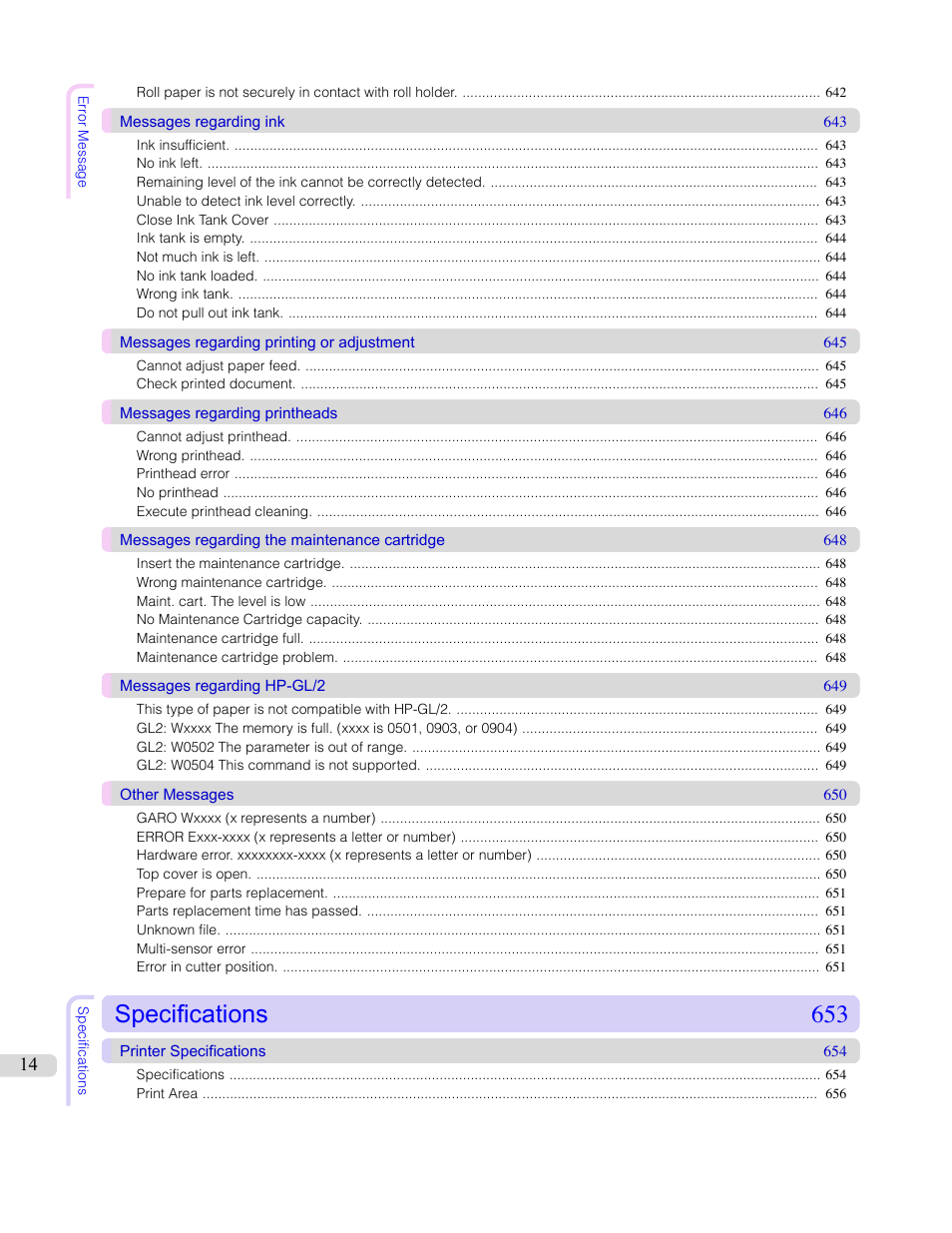 Specifications 653 | Canon imagePROGRAF iPF760 User Manual | Page 14 / 686