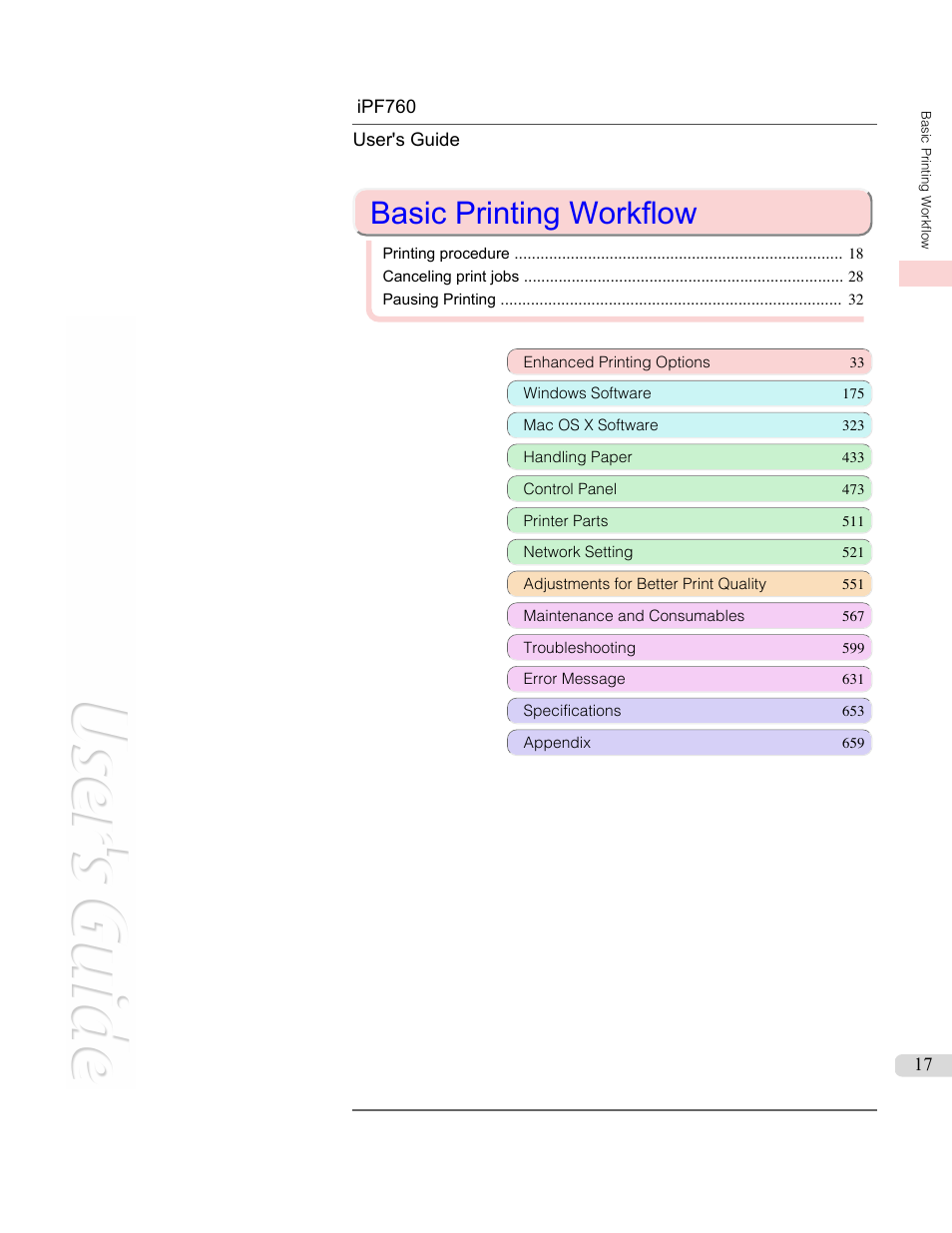 Basic printing workflow | Canon imagePROGRAF iPF760 User Manual | Page 17 / 686