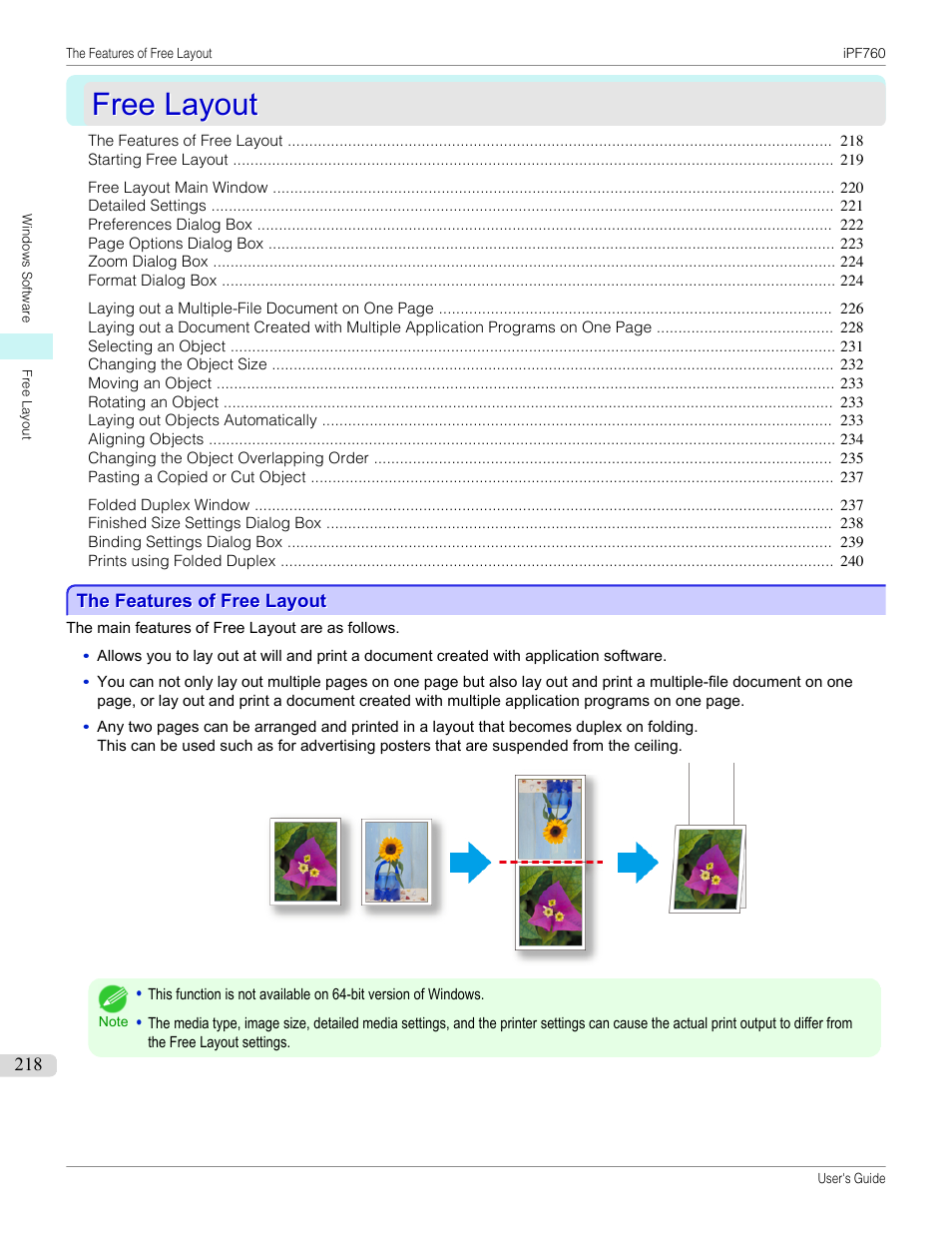Free layout, The features of free layout, P.218 | Canon imagePROGRAF iPF760 User Manual | Page 218 / 686