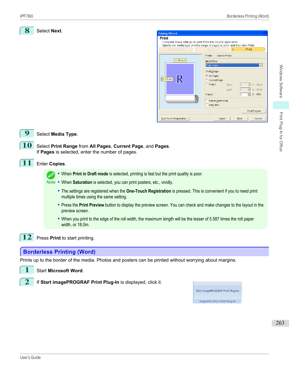 Borderless printing (word) | Canon imagePROGRAF iPF760 User Manual | Page 263 / 686