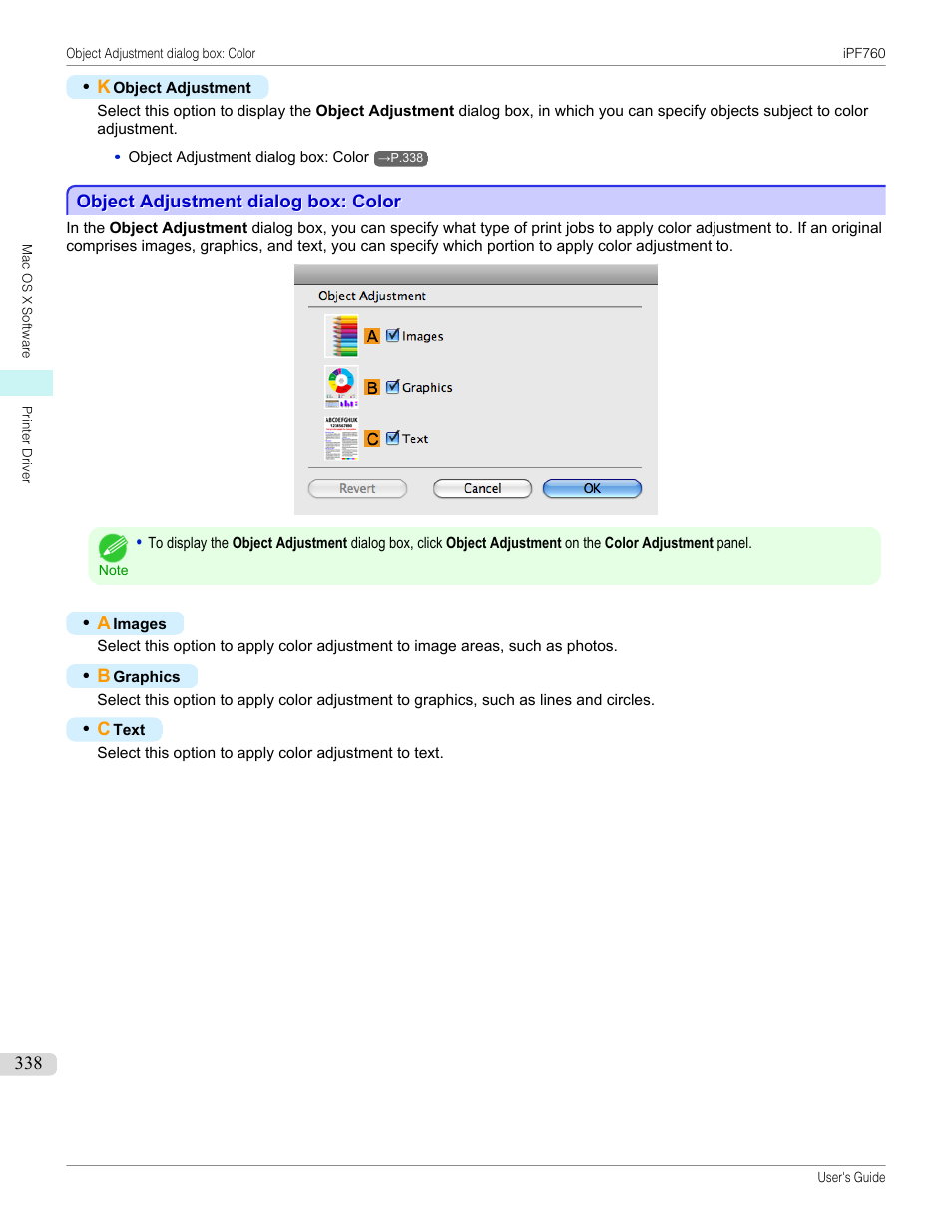 Object adjustment dialog box: color | Canon imagePROGRAF iPF760 User Manual | Page 338 / 686
