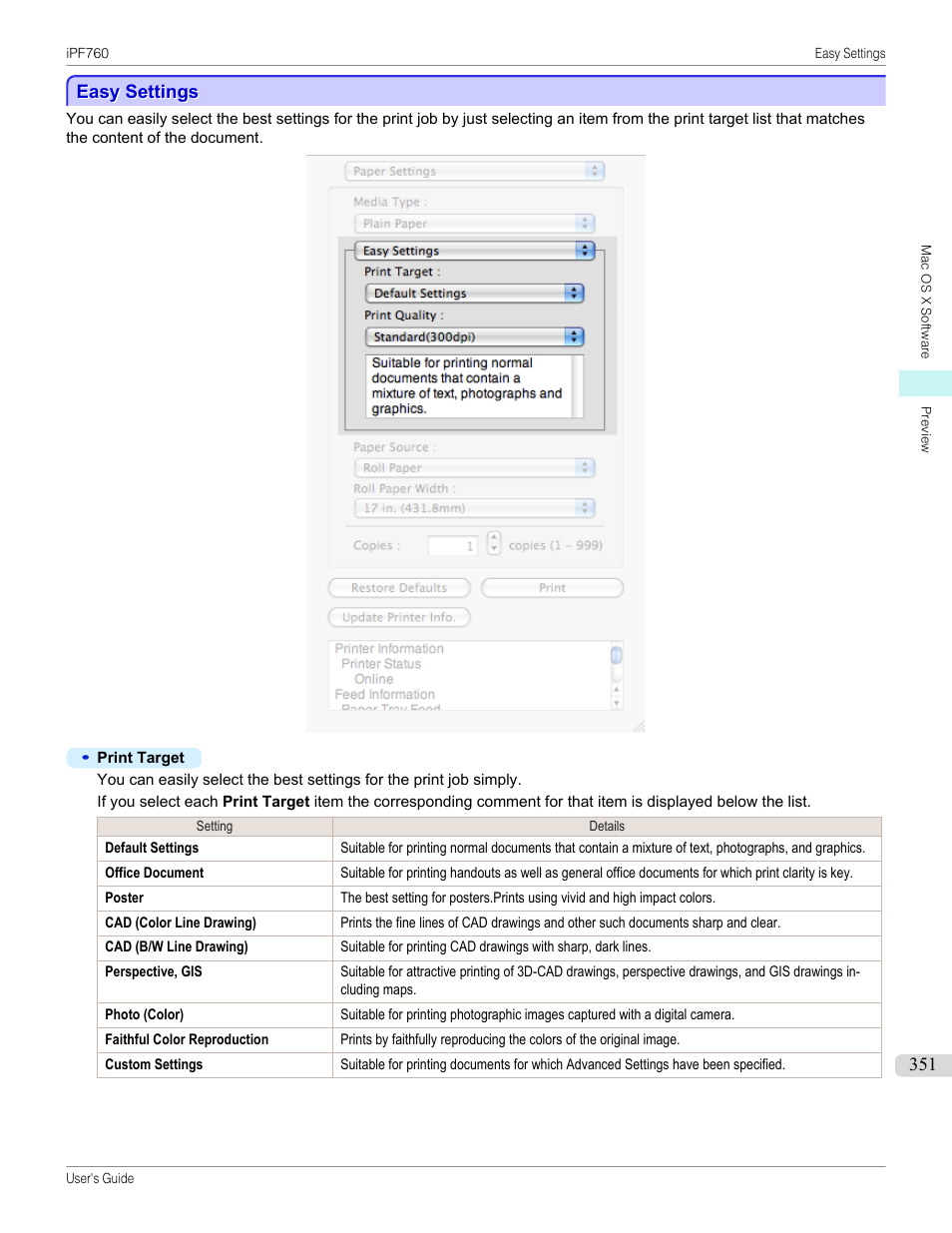 Easy settings, P.351 | Canon imagePROGRAF iPF760 User Manual | Page 351 / 686