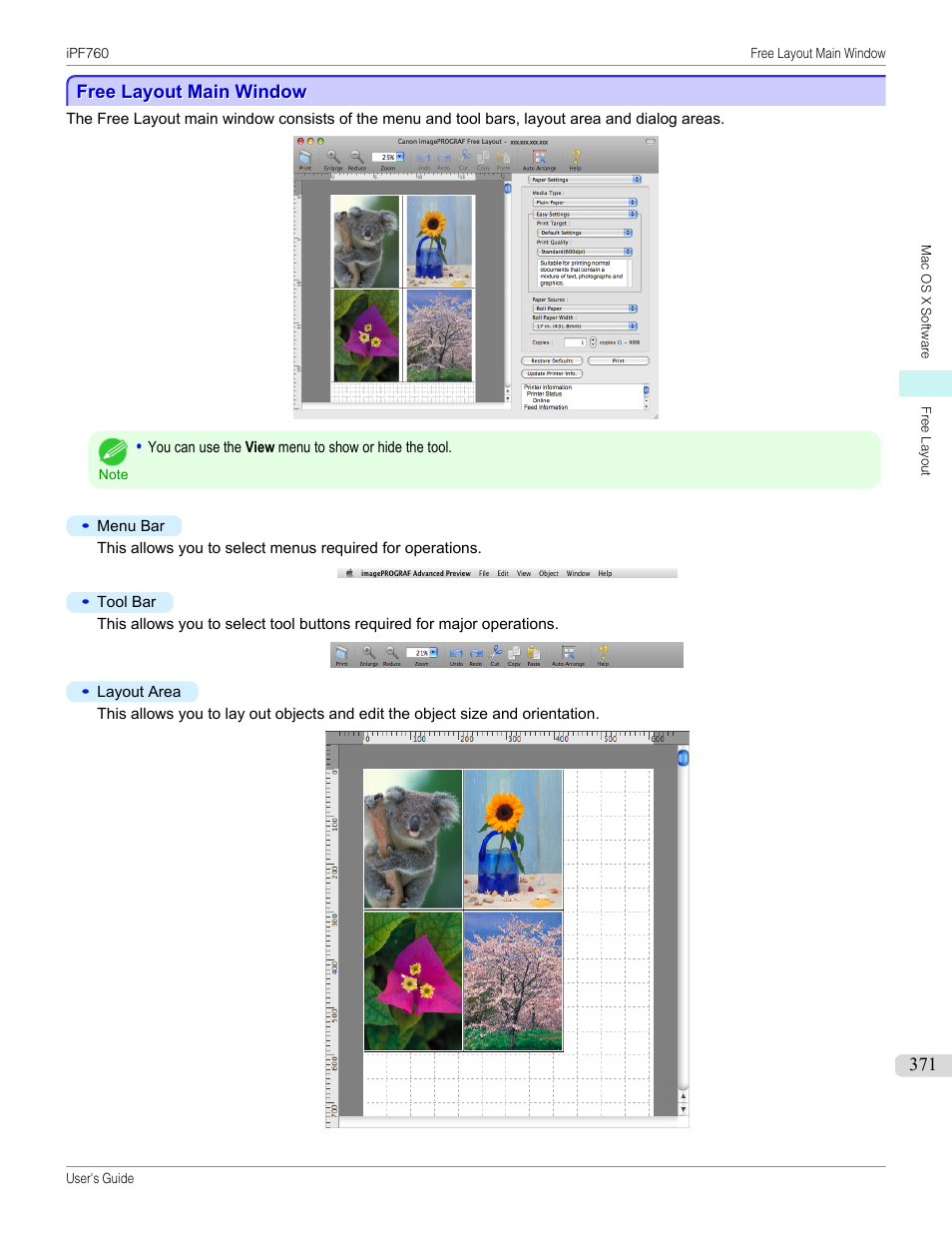 Free layout main window | Canon imagePROGRAF iPF760 User Manual | Page 371 / 686