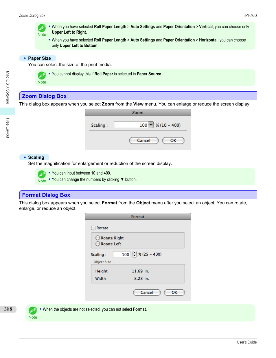 Zoom dialog box, Format dialog box, Zoom dialog box format dialog box | Canon imagePROGRAF iPF760 User Manual | Page 388 / 686