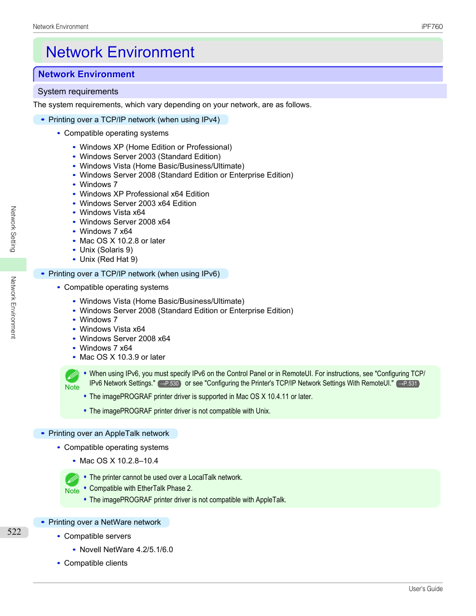 Network environment | Canon imagePROGRAF iPF760 User Manual | Page 522 / 686