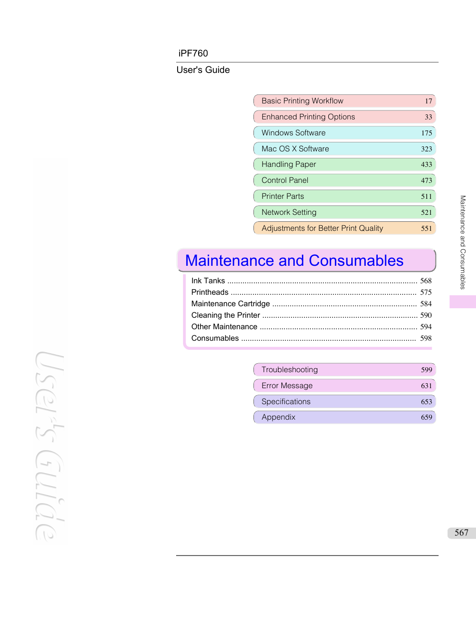 Maintenance and consumables | Canon imagePROGRAF iPF760 User Manual | Page 567 / 686