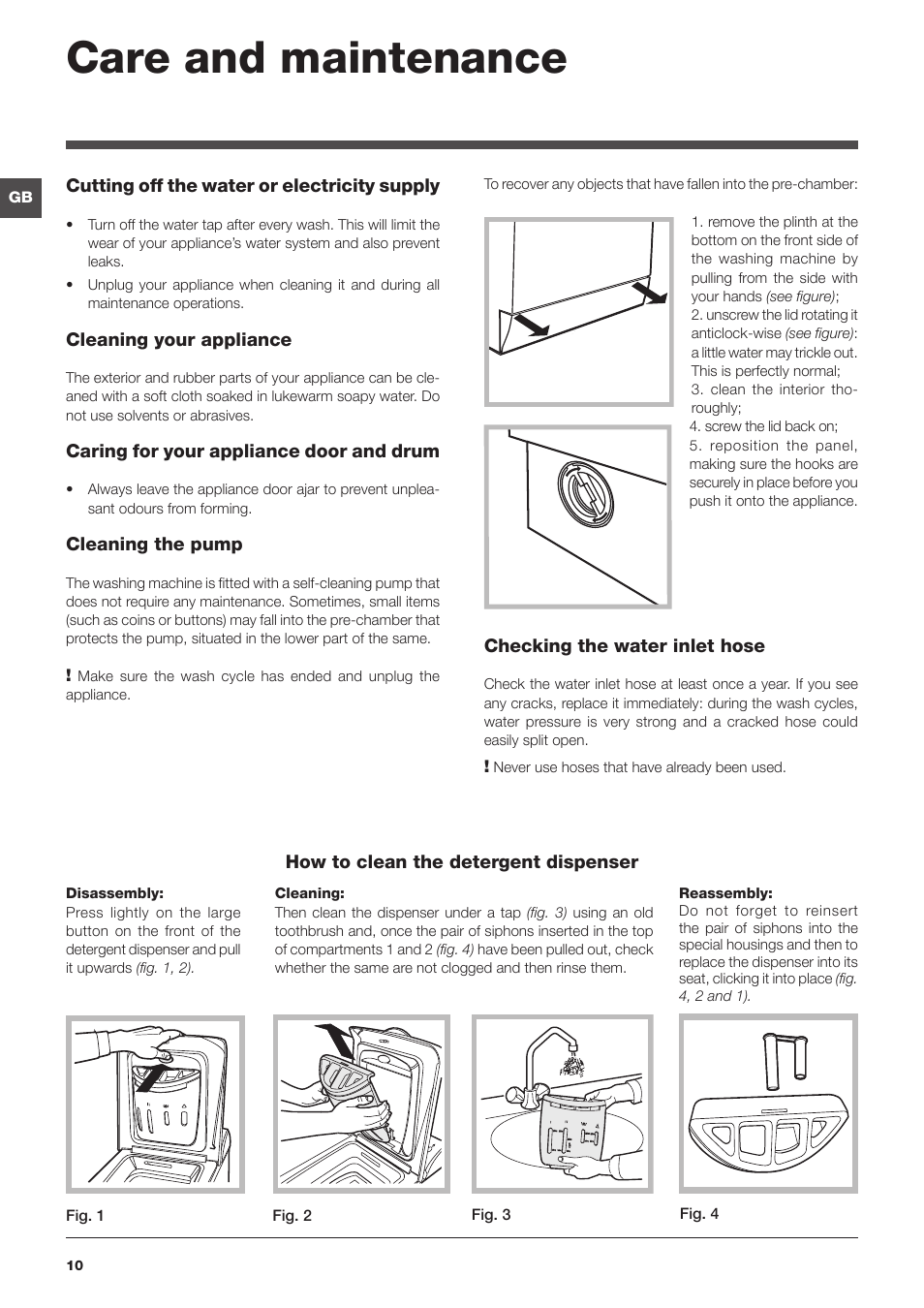 Care and maintenance | Hotpoint Ariston ECOT7D 1491 User Manual | Page 10 / 60
