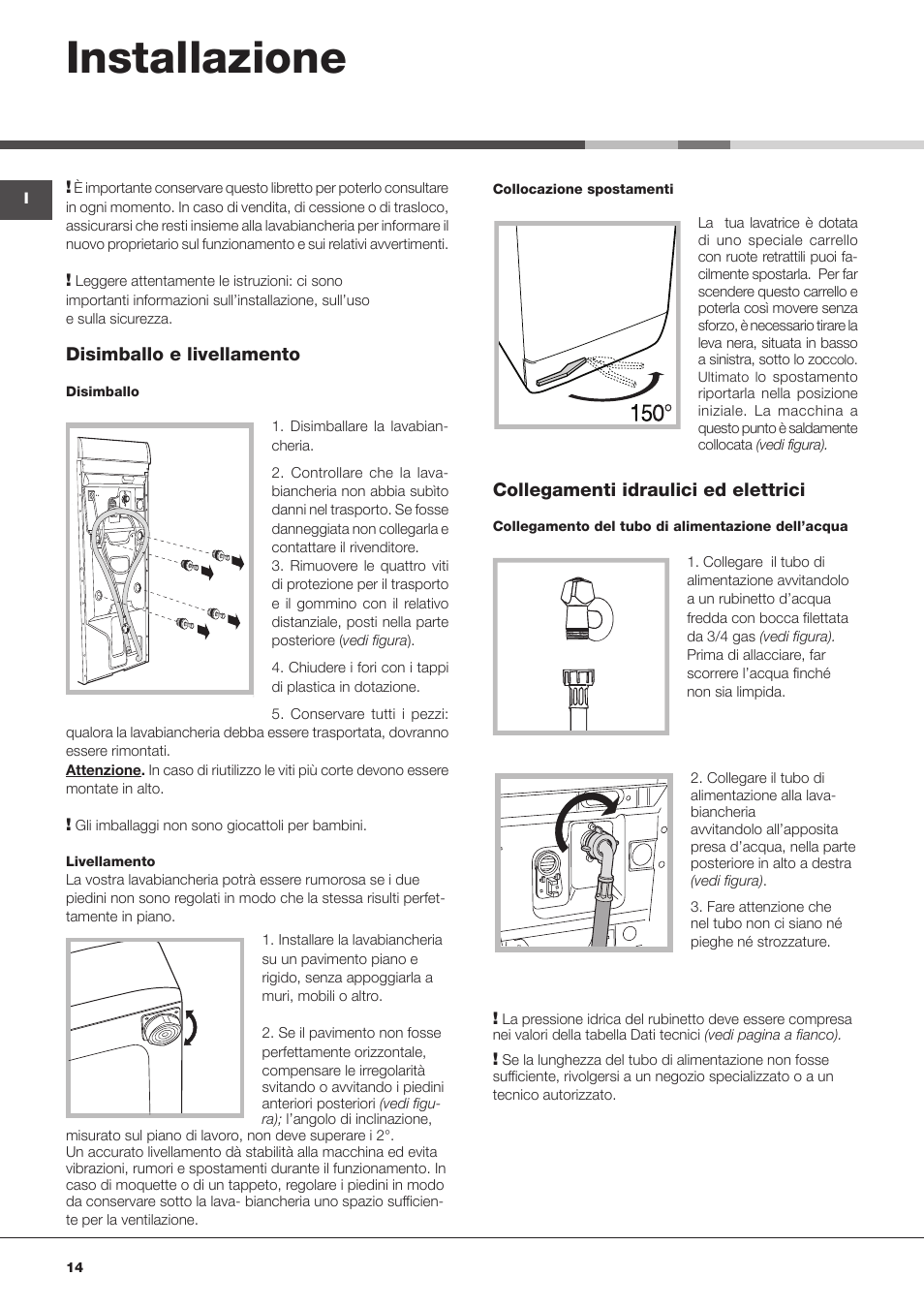 Installazione | Hotpoint Ariston ECOT7D 1491 User Manual | Page 14 / 60