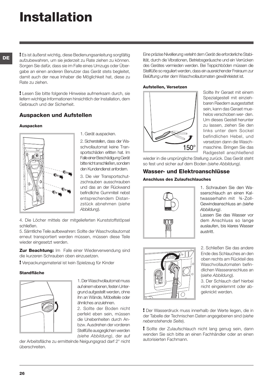Installation | Hotpoint Ariston ECOT7D 1491 User Manual | Page 26 / 60