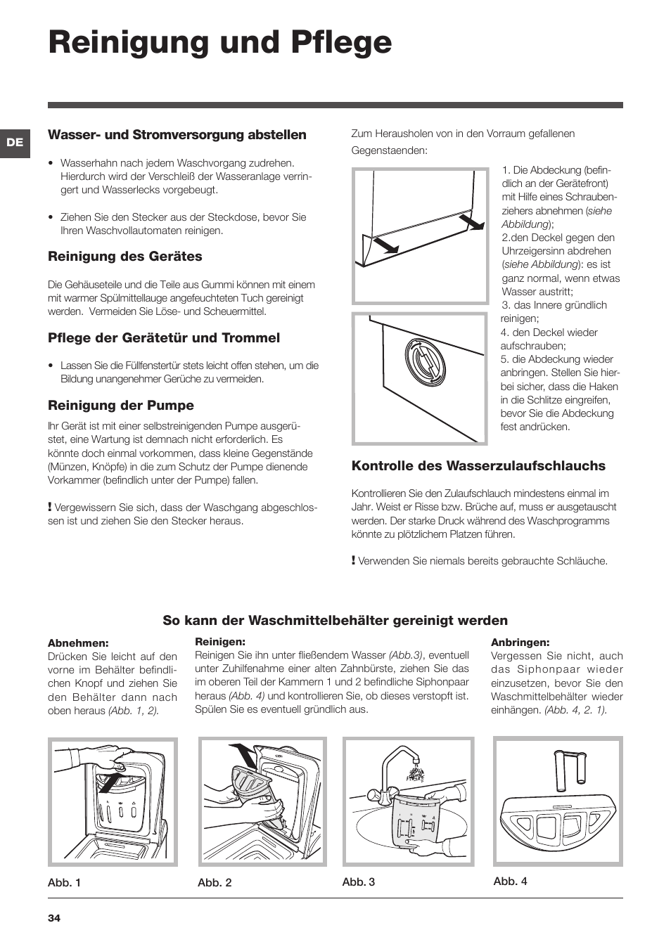 Reinigung und pflege | Hotpoint Ariston ECOT7D 1491 User Manual | Page 34 / 60