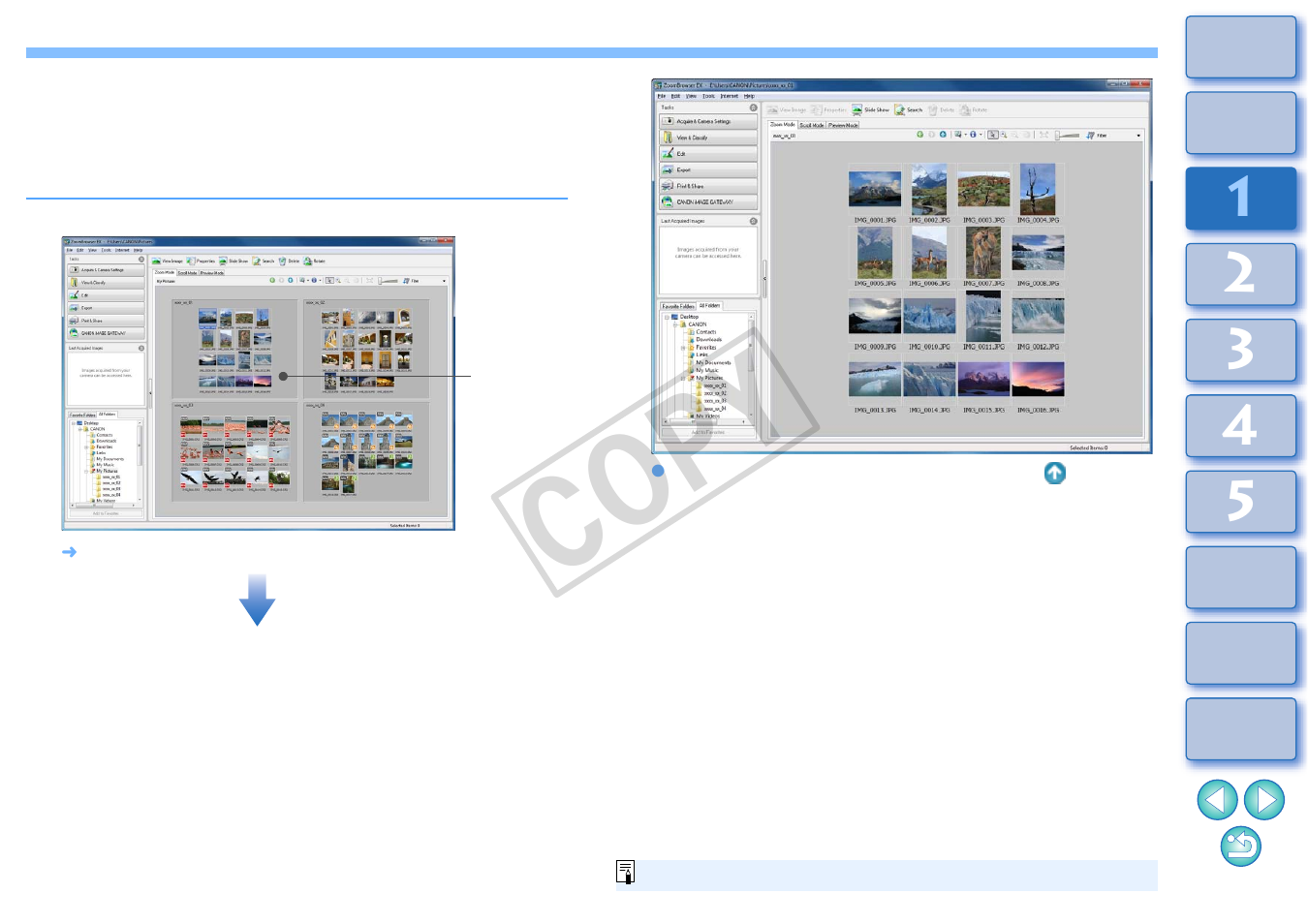 Enlarging a selected folder, Cop y | Canon EOS Rebel T3i 18-55mm IS II Lens Kit User Manual | Page 13 / 100