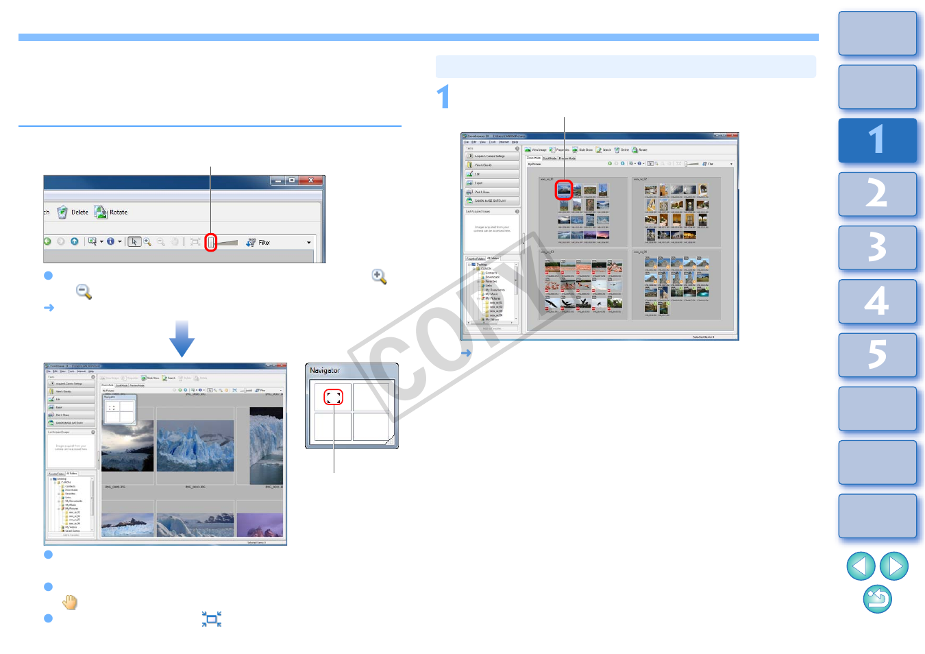 Changing the display magnification, Enlarging and viewing images one at a time, Cop y | Canon EOS Rebel T3i 18-55mm IS II Lens Kit User Manual | Page 14 / 100